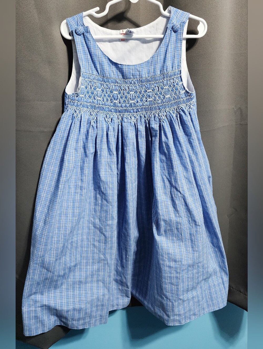 Vintage Orient Expressed Blue Plaid Smocked Dress – Size 5 Heirloom Kids